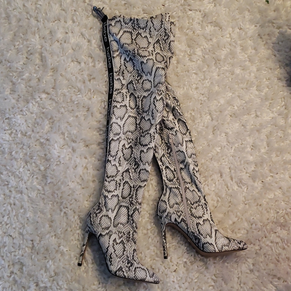 BeBe Destined Faux Snake OTK Boot size 6.5